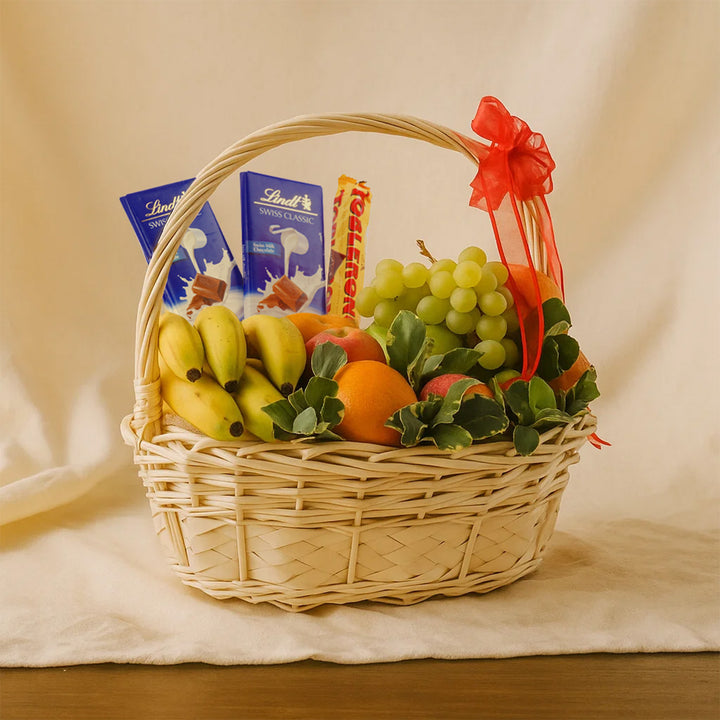سلة فواكه مشكلة مع شوكولاته