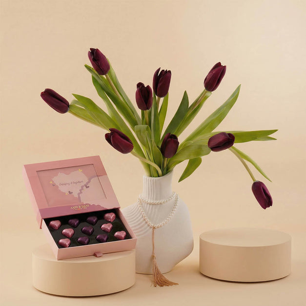 Purple Tulips Flower Vase For Her