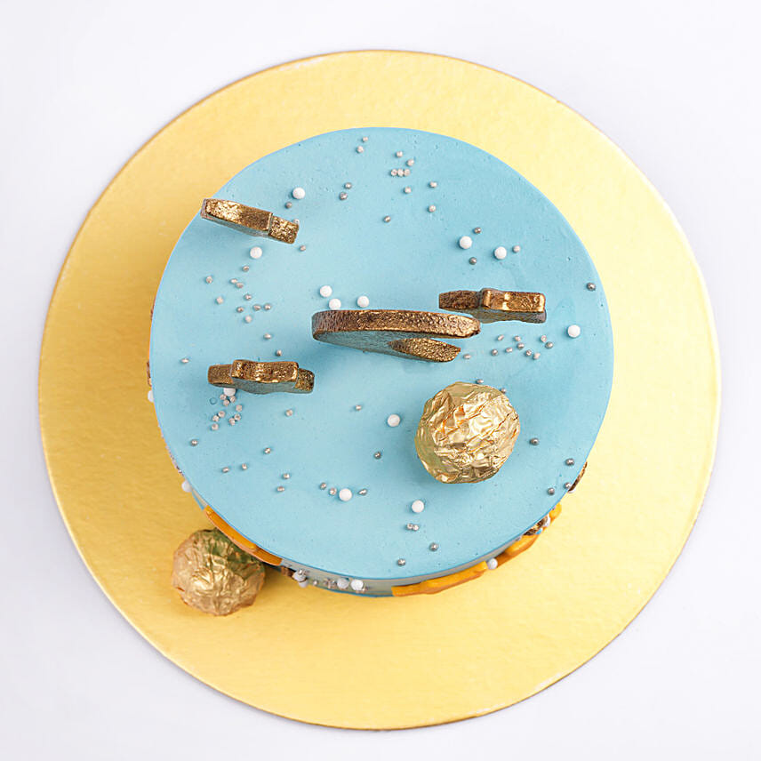 Blue Sky Eid Cake With Rocher