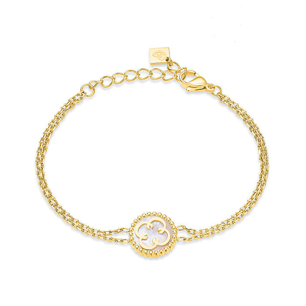 Cerruti 1881 Women Gold Plated Bracelet with Orange Flowers