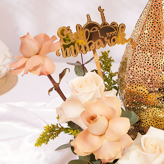 Golden Tray Flower Eid Arrangement