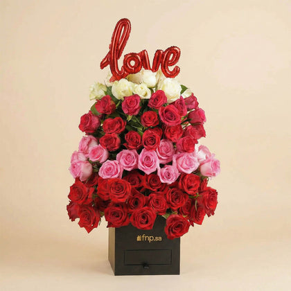 Colors of Valentine Flower Box - 125 Roses