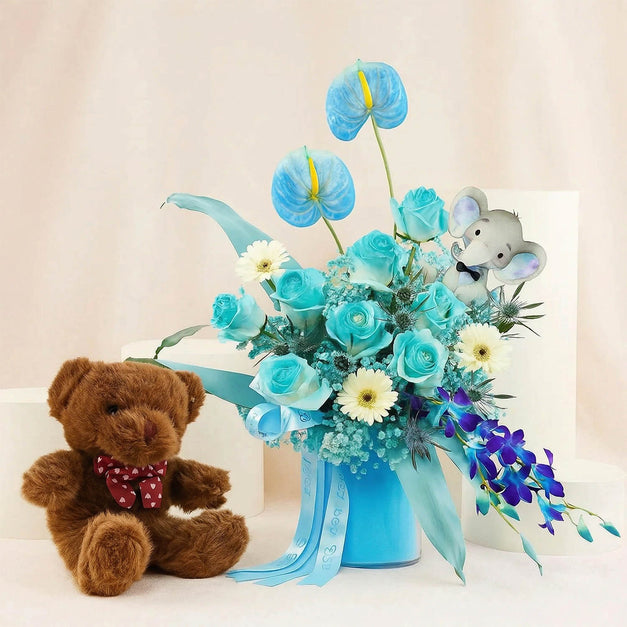 Newborn Gifts | Blue Roses Arrangement