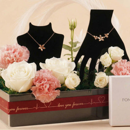 Fontenay Jewelry Set with Red Roses & Carnation
