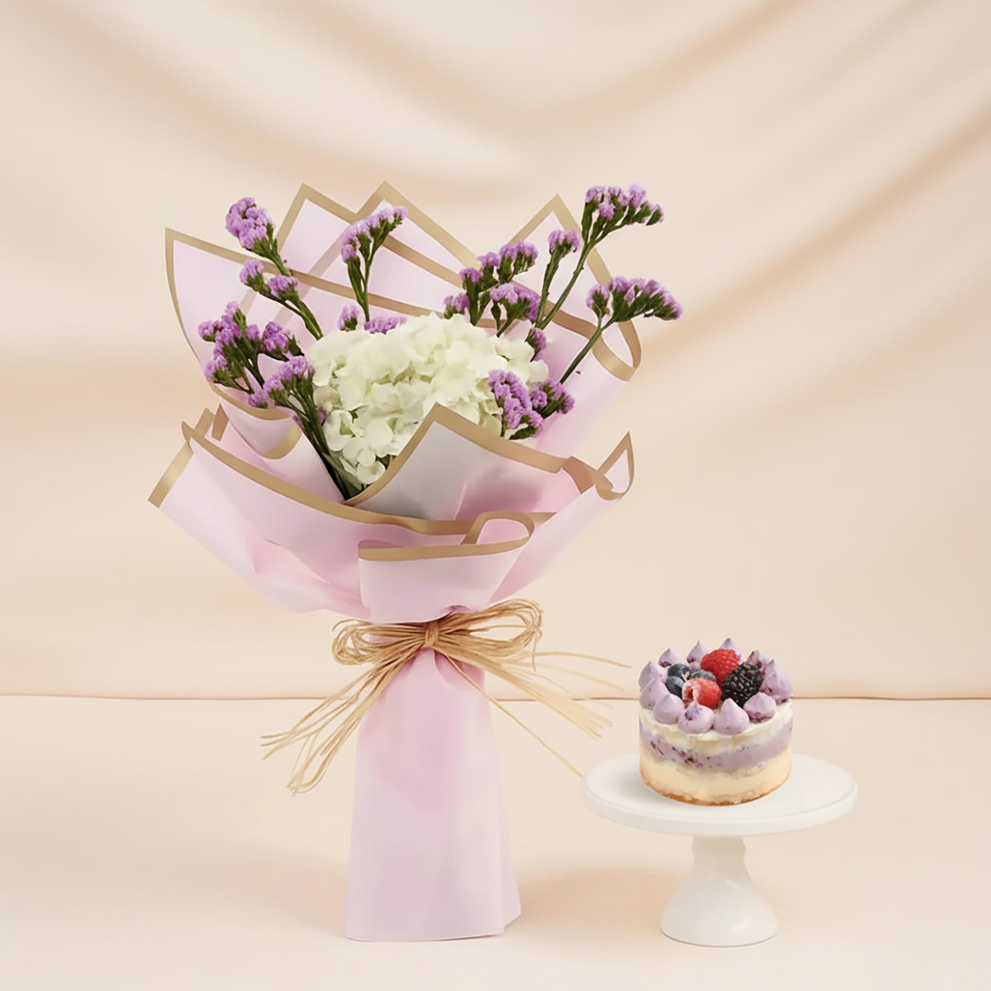 بوكيه ورد هيدرانجيا بيضاء غلاف زهري