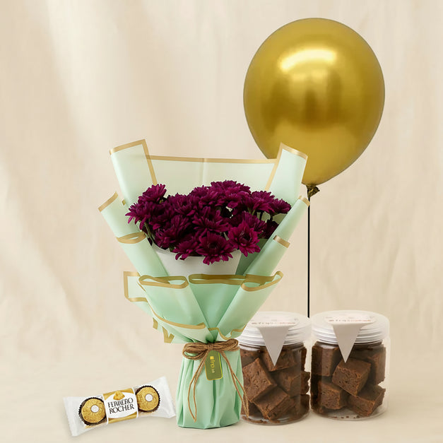 Burgundy Daisy Green Wrap Bouquet