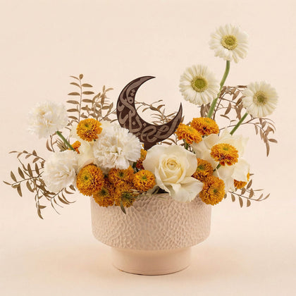 Ramadan White Flowers in Creamy Vase