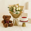 Sweet Teddy Bear n Flower Bouquet
