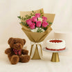 Sweet Teddy Bear n Flower Bouquet