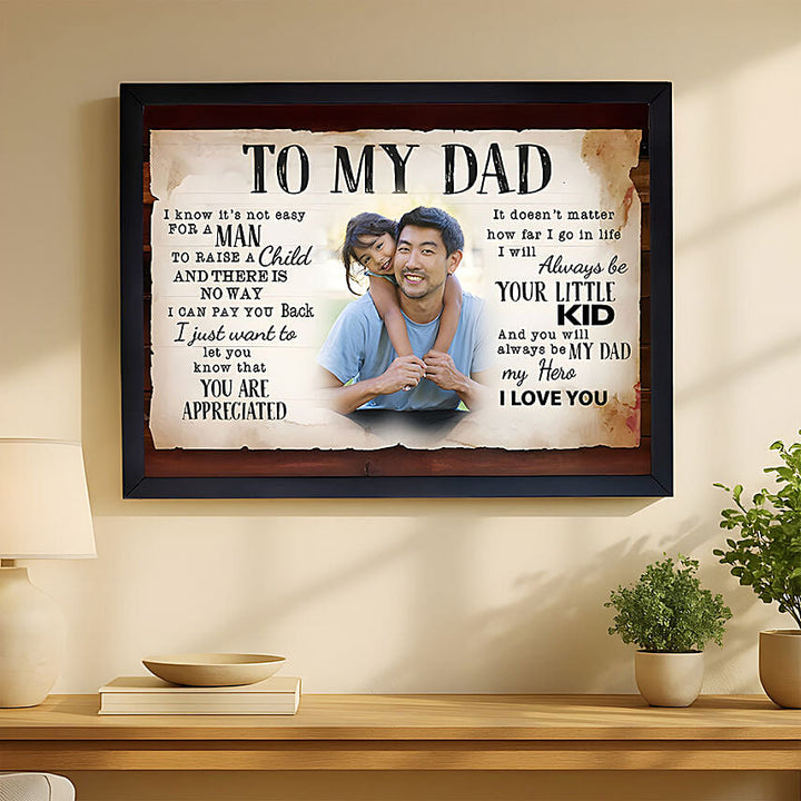 إطار لوحة جدارية مع رسالة هدية للأب