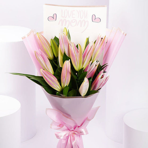 Pink Lily Bouquet For Mom 
