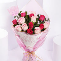 Love You Mom Red n Pink Rose Bouquet 