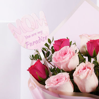 باقة ورد أمي جنتي | ورد أحمر و زهري