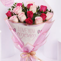Love You Mom Red n Pink Rose Bouquet 