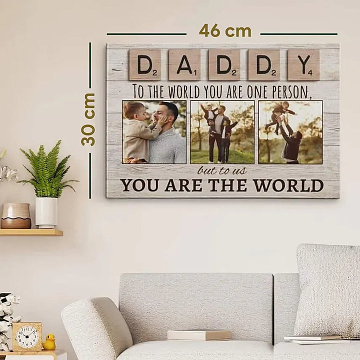 Scrabble-Inspired Wooden Photo Board for Dad