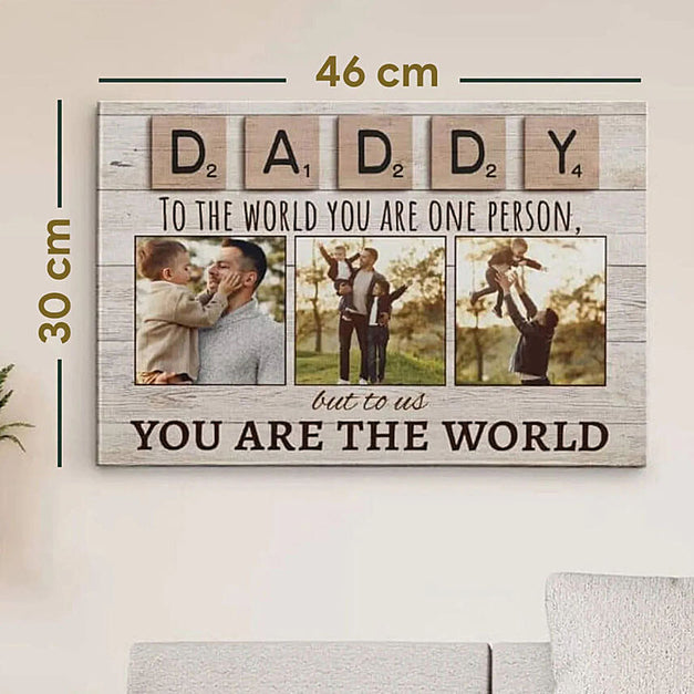 Scrabble-Inspired Wooden Photo Board for Dad