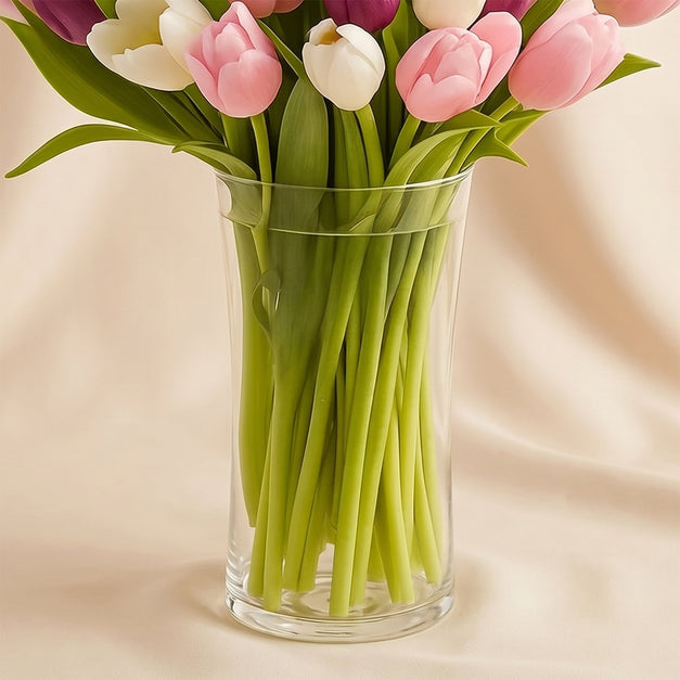 Dazzling Tulip Vase With Chocolate Cake