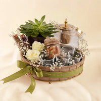 Coffee Serving Tray With Flowers & Plants