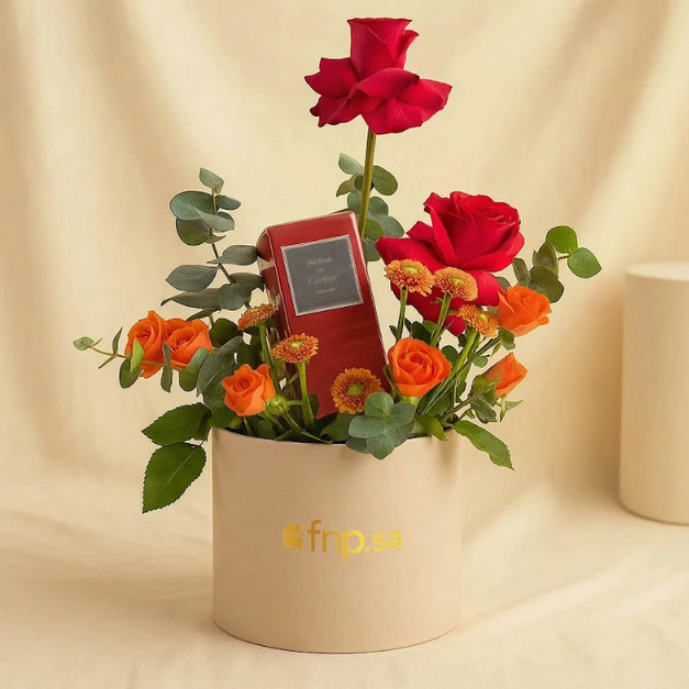 عطر باشا دو كارتييه رجالي و بوكس زهور أحمر