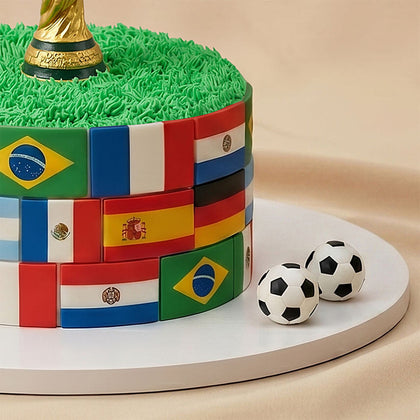 كيكة شوكولاتة كأس العالم والأعلام